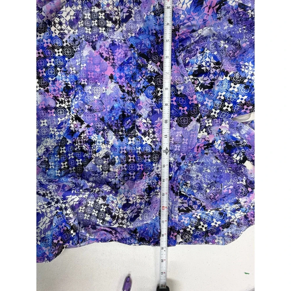Swimsuits For All Purple Mosaic Floral Halter Tankini Top Size 20